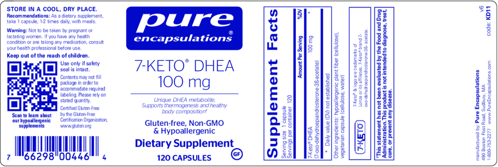 Pure Encapsulations 7-KETO® DHEA 100 mg – 60 Capsules | Metabolism & Healthy Body Composition Support