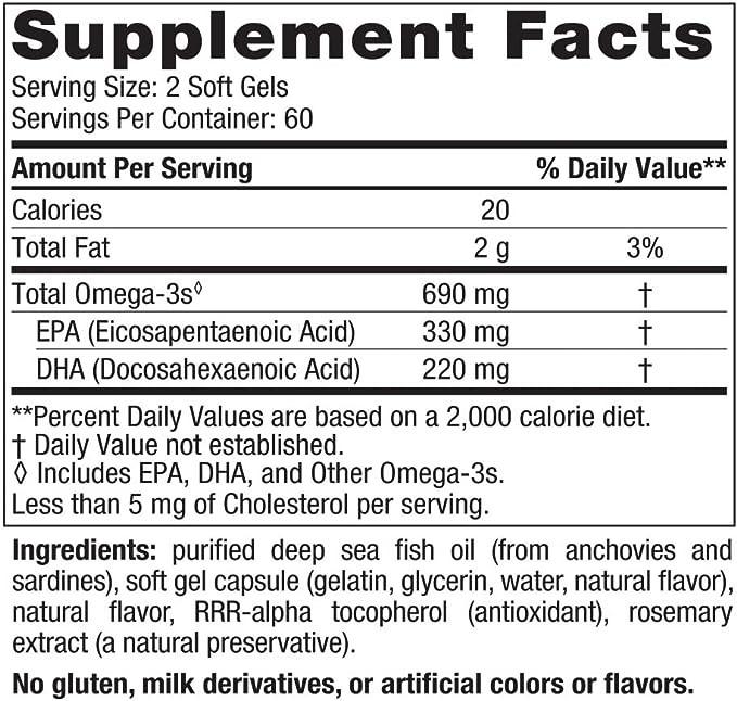 Nordic Naturals Omega-3 Lemon Fish Oil Supplement 60 Softgels