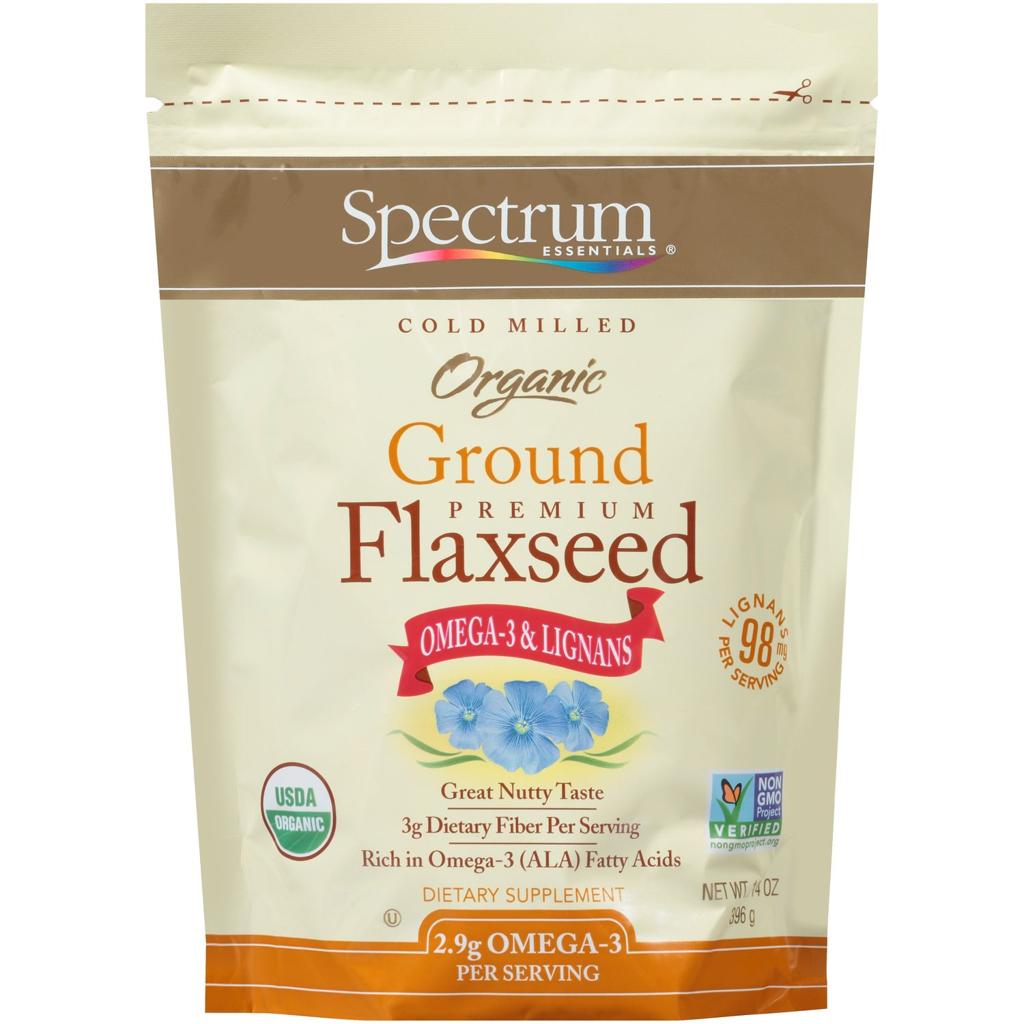 Spectrum Essentials Organic Ground Premium Flaxseed – Omega-3 & Lignans (14 oz / 396 g)